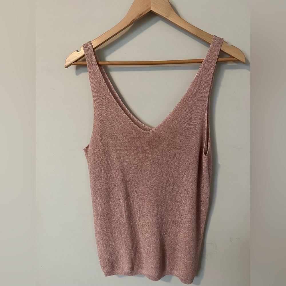 Part Two - Sleeveless Shimmery V-Neck Tank Top - Pink